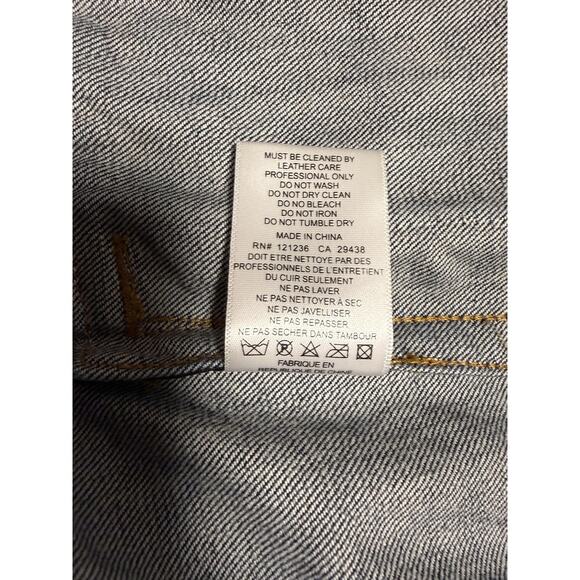 Cult of Individuality Denim Jacket Mens 2XL Leather Sleeves Trucker 628-255A - Picture 15 of 16